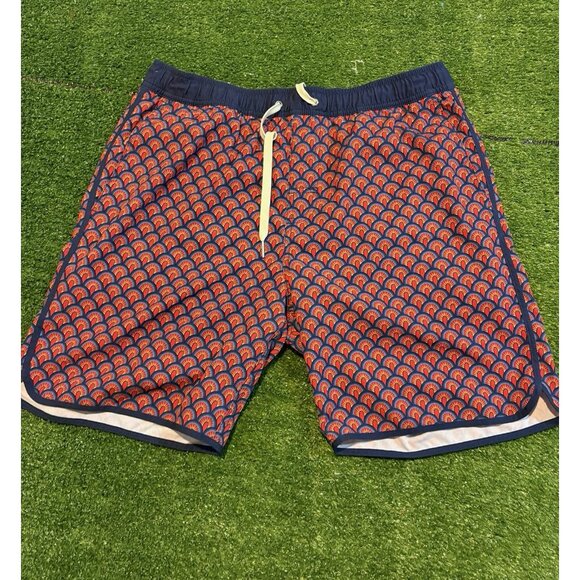 Fair Harbor shorts mens large blue orange anchor quick dry swim trunks 44 - Picture 1 of 12